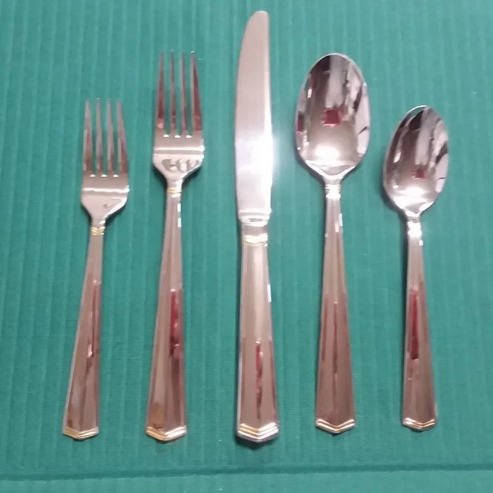 NEW Rare Yamazaki AFFINITY Icon GLOSSY Stainless Steel 5 PC PLACESETTING